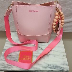 Juicy Couture Pink Bucket Crossbody Bag W/Charm NWT